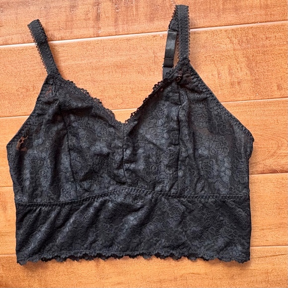 Torrid Unlined Lace Bralette Sz 2 black Semi-Sheer - Picture 3 of 12